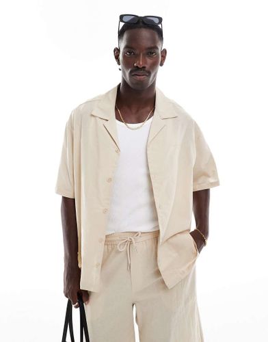 Chemise d'ensemble oversize  manches courtes en lin mlang - Beige - Sixth June - Modalova
