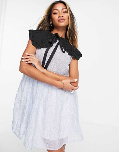 Robe babydoll courte en organza avec col en velours noir - pâle - Sister Jane - Modalova