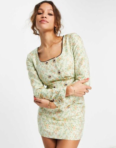 Robe courte boutonnée à motif fleuri vintage - Sister Jane - Modalova