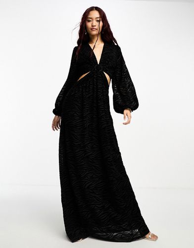 Robe longue en tulle transparent à découpes avec manches ballon - Noir à zébrures - Style Cheat - Modalova
