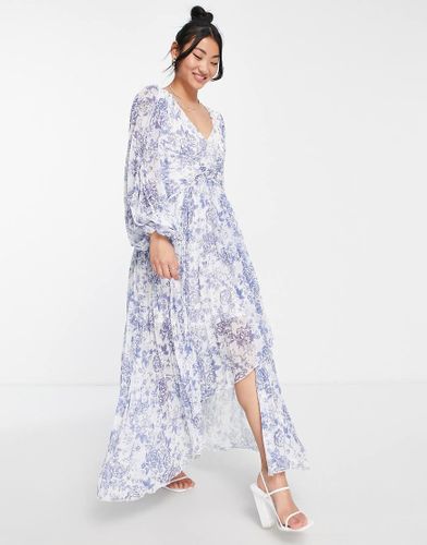 Robe longue plissée à taille torsadée - fleuri - Style Cheat - Modalova