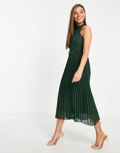 Robe plissée longueur mollet - émeraude - Style Cheat - Modalova