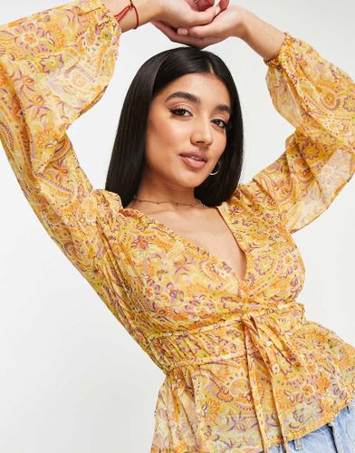 Blouse croisée à manches longues et imprimé cachemire - Stradivarius - Modalova