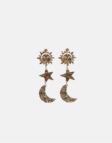 Boucles d'oreilles soleil, lune et toile - Dor - Stradivarius - Modalova