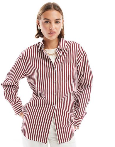 Chemise oversize à rayures - Rouge foncé - Stradivarius - Modalova