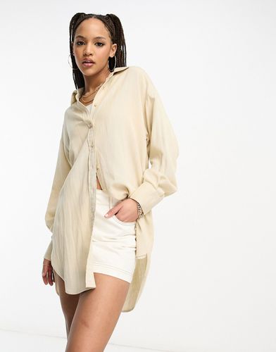 Chemise oversize en lin - Naturel - Stradivarius - Modalova