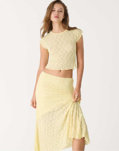 Top en dentelle  mancherons - pastel - Stradivarius - Modalova