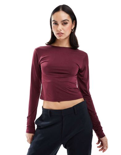 Top manches longues  encolure bateau et dos ouvert - Bordeaux - Stradivarius - Modalova