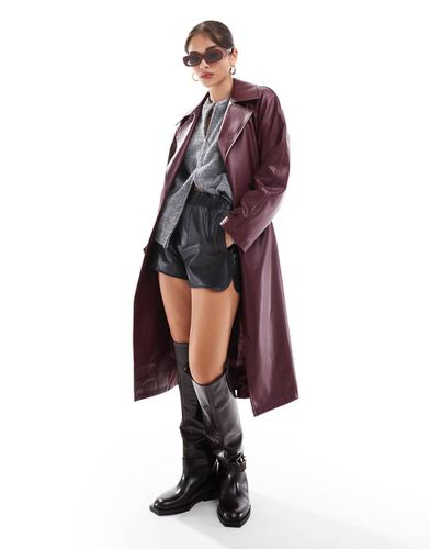 Trench-coat imitation cuir - Bordeaux - Stradivarius - Modalova