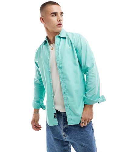 Chemise à manches longues en coton surteint - Turquoise fluo - Superdry - Modalova
