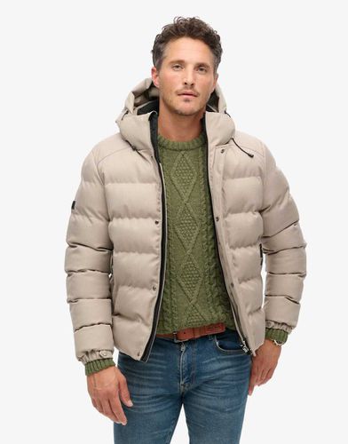 Doudoune de sport à capuche en tweed - Beige chiné - Superdry - Modalova