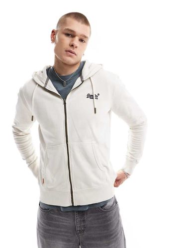 Essential - Sweat à capuche zippé avec logo - Ardoise délavé - Superdry - Modalova