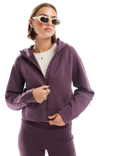 Sport - Sweat à capuche technique décontracté à fermeture éclair - Aubergine fumé - Superdry - Modalova