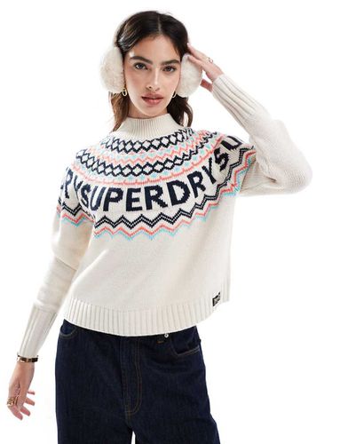 Pull à logo en maille jacquard - Multicolore écru - Superdry - Modalova