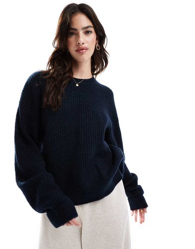 Pull ras de cou en maille brossée - Bleu sarcelle foncé Twist - Superdry - Modalova