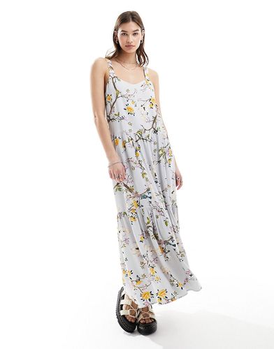 Robe longue étagée en textile tissé à motif fleurs et oiseaux - Superdry - Modalova