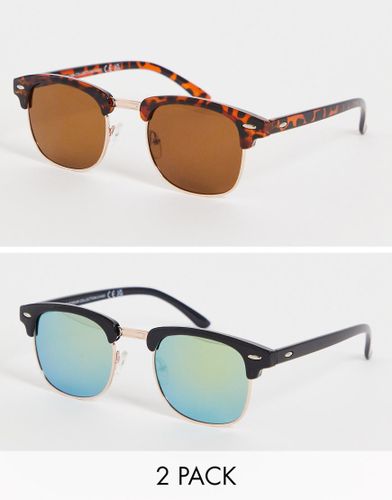 Lot de deux paires de lunettes de soleil classiques - Marron et bleu - Svnx - Modalova