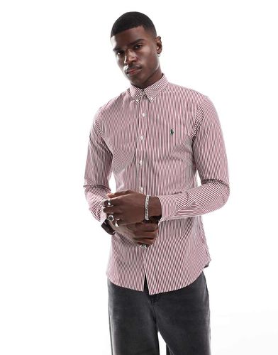 Chemise ajustée à logo en popeline rayée - Bordeaux/blanc - Polo Ralph Lauren - Modalova