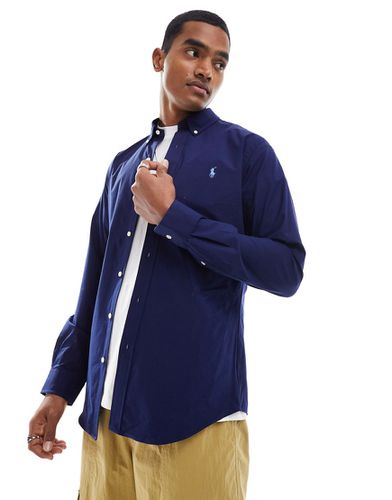 Chemise ajustée en popeline à logo joueur de polo avec col boutonné - Polo Ralph Lauren - Modalova