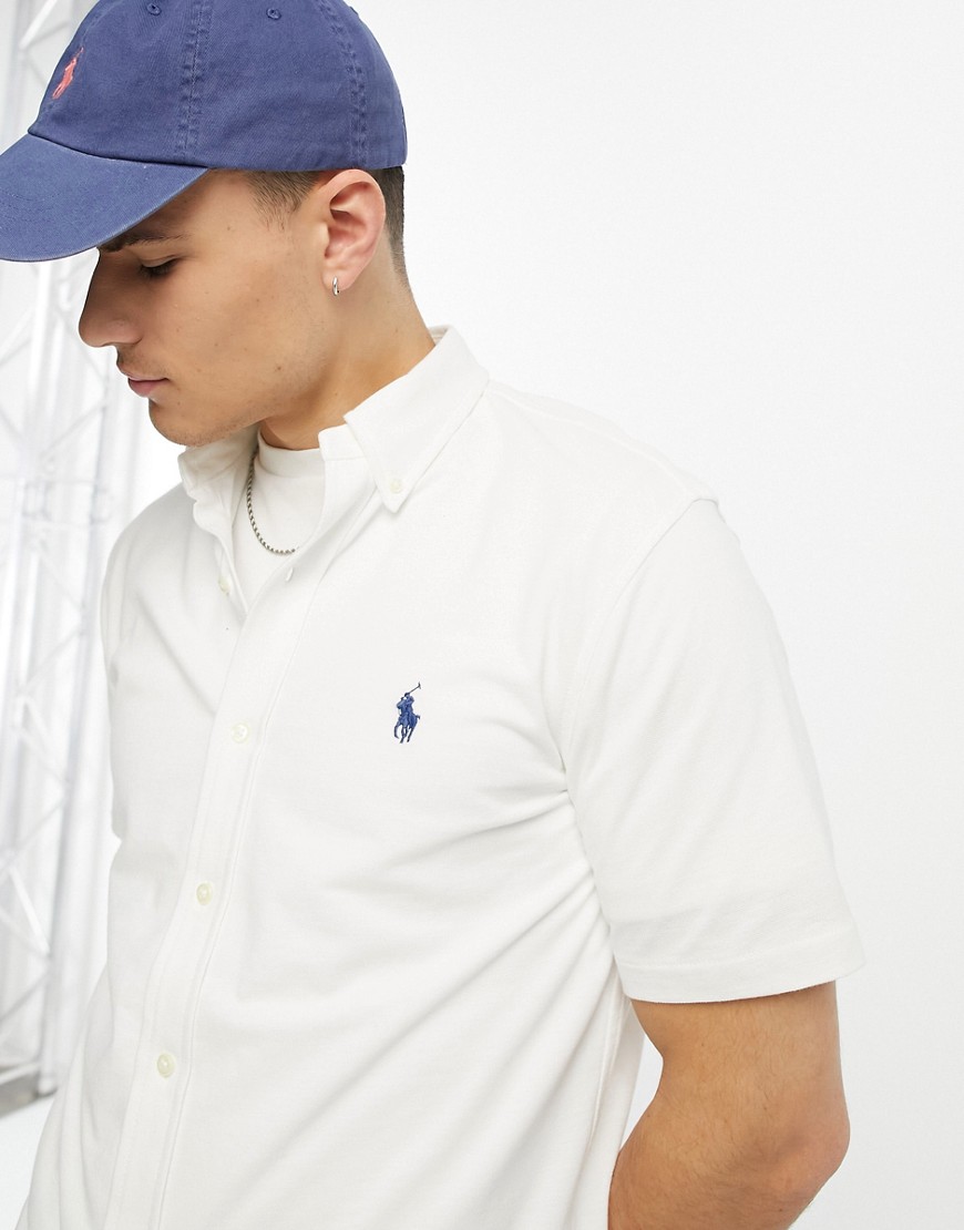Chemise manches courtes en piqué à logo emblématique - Polo Ralph Lauren - Modalova