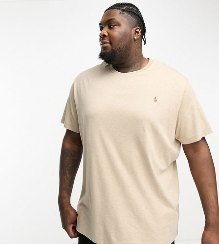 Big & Tall - T-shirt coupe ajustée en coton pima avec logo multicolore - Beige chiné - Polo Ralph Lauren - Modalova