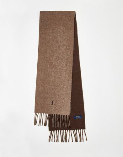 Écharpe réversible en laine mélangée avec logo poney - Fauve/ - Polo Ralph Lauren - Modalova