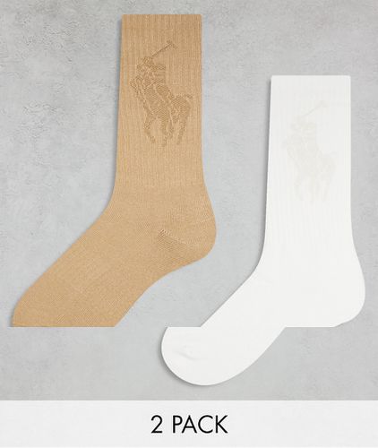 Lot de 2 paires de chaussettes à grand logo joueur de polo - Fauve crème - Polo Ralph Lauren - Modalova
