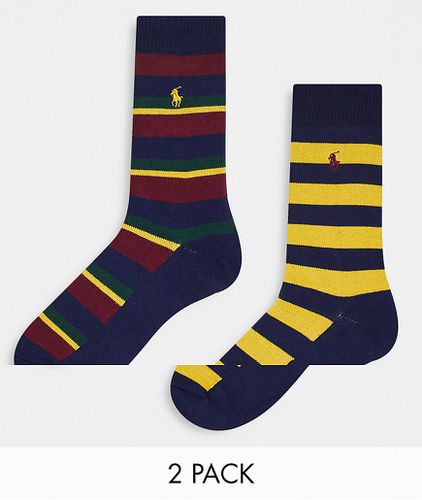 Lot de 2 paires de chaussettes à rayures avec logo joueur de polo - et jaune - Polo Ralph Lauren - Modalova