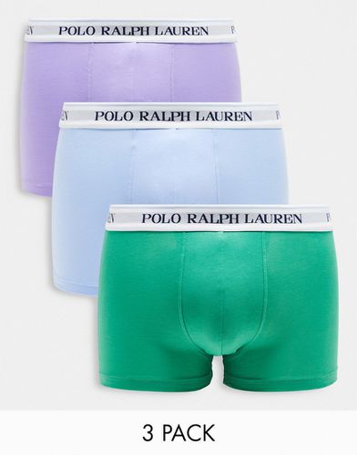Lot de 3 boxers avec bande logo à la taille - Violet, vert et bleu clair - Polo Ralph Lauren - Modalova