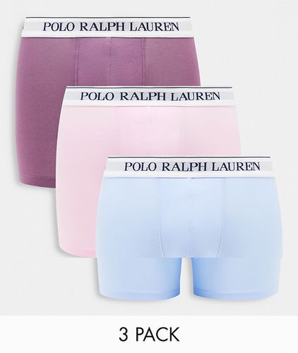 Lot de 3 boxers avec ceinture griffée contrastée - Violet/bleu/rose - Polo Ralph Lauren - Modalova