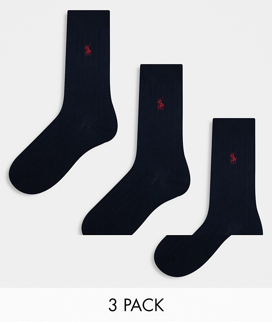 Lot de 3 paires de chaussettes en coton mercerisé avec logo - Polo Ralph Lauren - Modalova