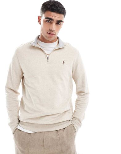 Sweat à col zippé et logo en double maille - Beige chiné - Polo Ralph Lauren - Modalova