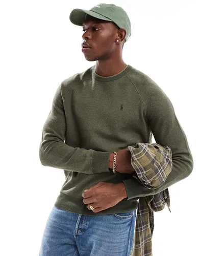 Pull en maille de coton avec logo emblématique - olive - Polo Ralph Lauren - Modalova