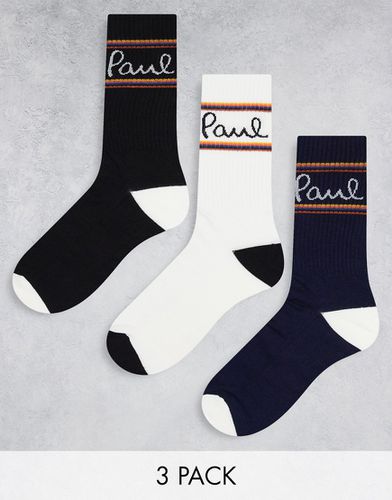 Lot de 3 paires de chaussettes style sport - Noir et blanc - Paul Smith - Modalova