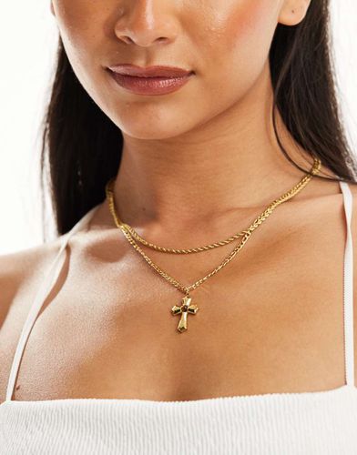 Collier multi-rangs en acier inoxydable étanche avec pendentif croix - Petit Moments - Modalova