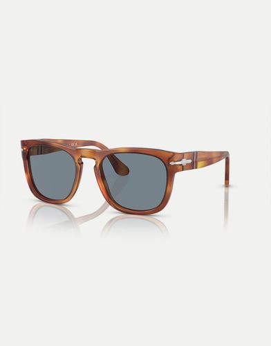 Elio - Lunettes de soleil carrées avec verres bleus - Marron terre de Sienne - Persol - Modalova