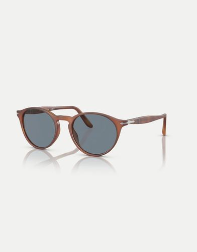 Po3092sm - Lunettes de soleil rondes à verres bleus - Marron Terre de Sienne - Persol - Modalova