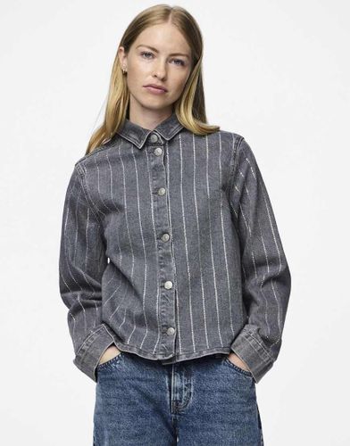 Pieces - Chemise en jean - Gris - Pieces - Modalova