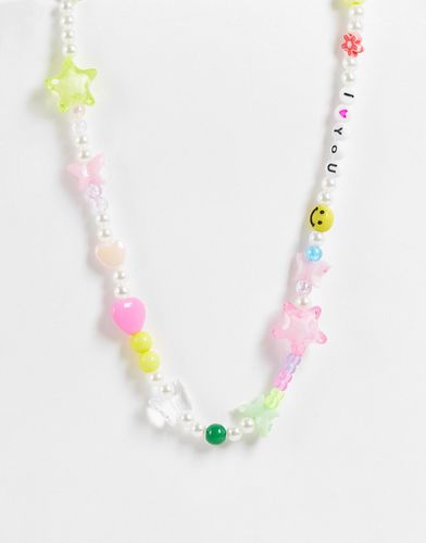 Collier de perles à motif I heart you » - Multicolore - Pieces - Modalova