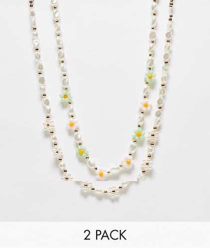 Lot de 2 colliers de perles marguerites - Pieces - Modalova
