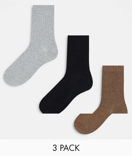 Lot de 3 paires de chaussettes - Noir/gris/taupe - Pieces - Modalova