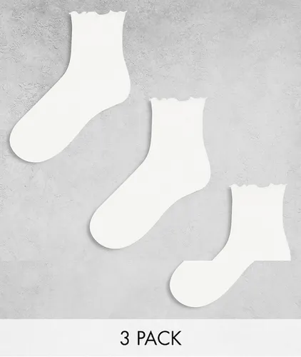 Lot de 3 paires de chaussettes à volants - Blanc - Pieces - Modalova