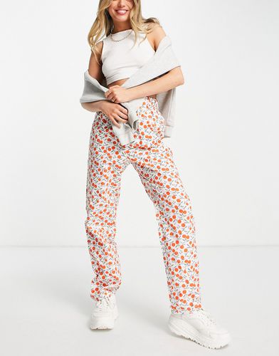 Pantalon taille haute à imprimé fruits - Blanc vif - Pieces - Modalova