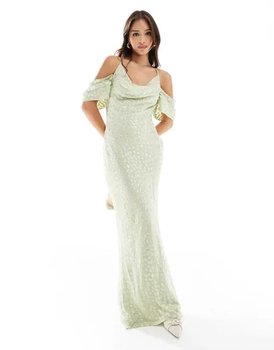 Robe longue à épaules nues - Vert et métallisé - Pretty Lavish - Modalova