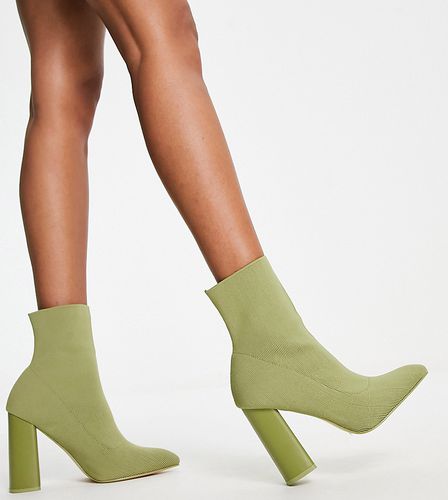 Loyal - Exclusivité - Bottines effet chaussette à talon en maille - Olive - Public Desire Wide Fit - Modalova