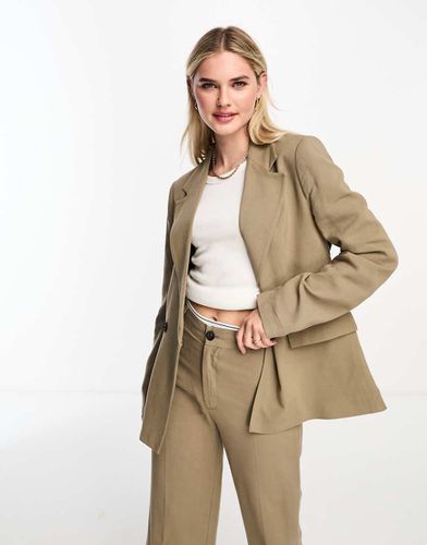 Blazer d'ensemble oversize en lin - Sable foncé - Pull & bear - Modalova