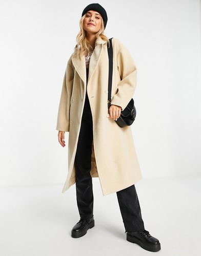 Manteau oversize à double boutonnage avec revers en pointe - Écru - Pull & bear - Modalova