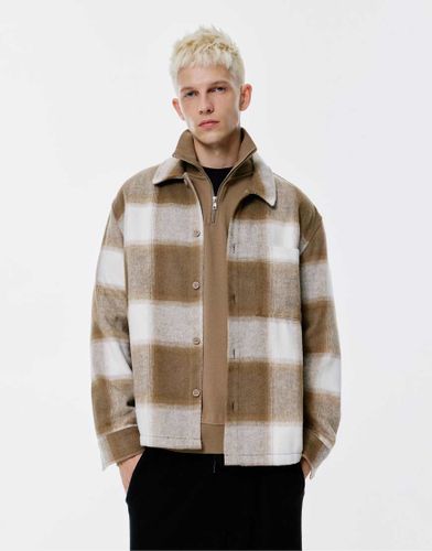Surchemise  poche et  carreaux - Sable - Pull & bear - Modalova