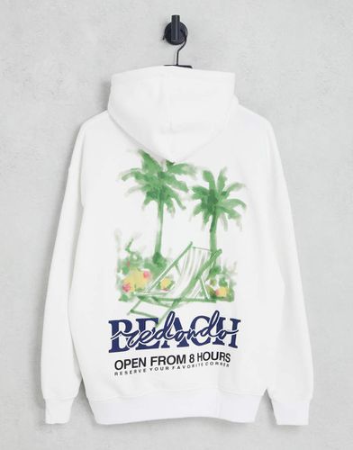 Sweat à capuche à imprimé Beach - Blanc - Pull & bear - Modalova