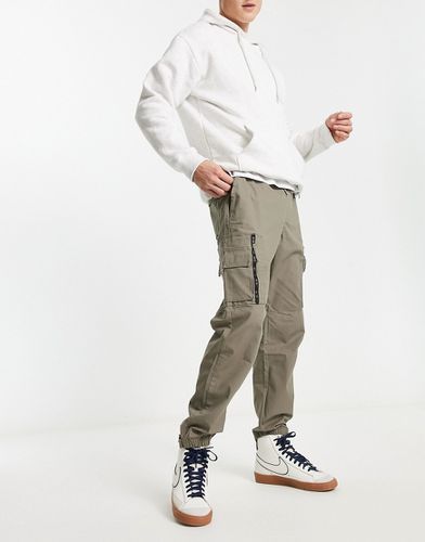 Pantalon cargo en tissu ripstop avec poches contrastantes - Kaki - Pull & bear - Modalova